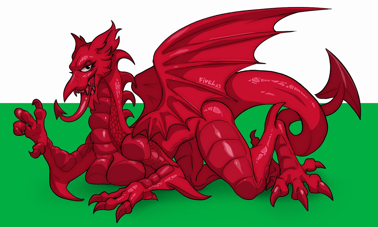 Rather salacious Anthro/Furry depictions of the Red Dragon on the Flag of Wales, drawn by multiple artists